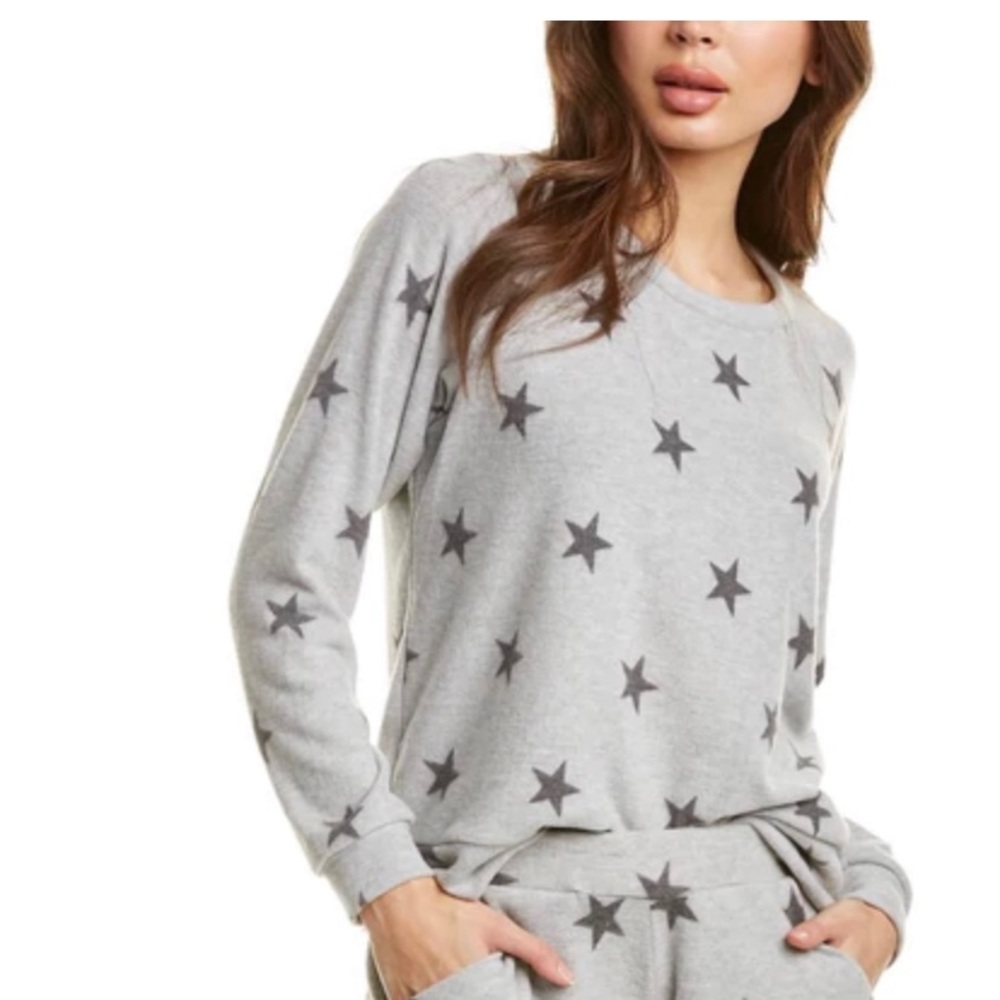 NWT Melissa Masse Fleece Sweatshirt Loungewear Super Soft Comfy Star Print NEW